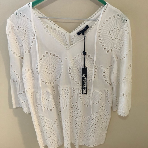 NWT eyelet detail boho tunic - Picture 2 of 8
